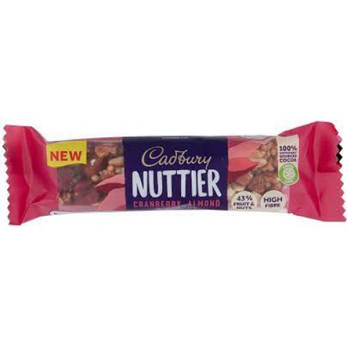 Cadbury Nuttier - Cranberry, Almond & Peanut, In Milk Chocolate, 40 g