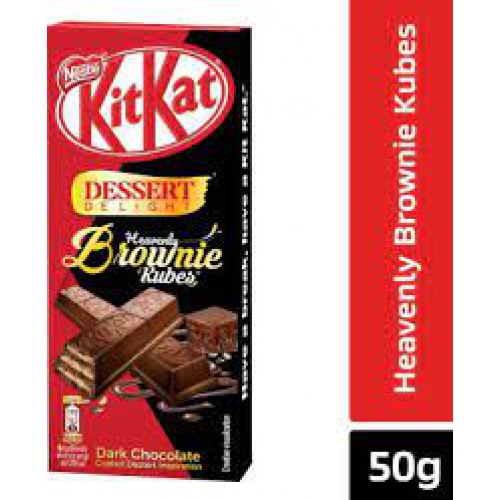 Nestle Kitkat Dessert Delight Heavenly Brownie Kubes - Wafer Coated With Dark Chocolate, 50 g