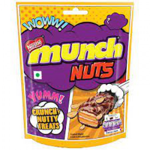 Nestle Munch Nuts - Chocolate Coated Crunchy Wafer, Home Pack, Nutty Treats, 16 g (Pack of 9)