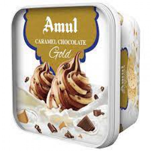 Amul Ice Cream - Caramel Chocolate Gold, 1 L Tub