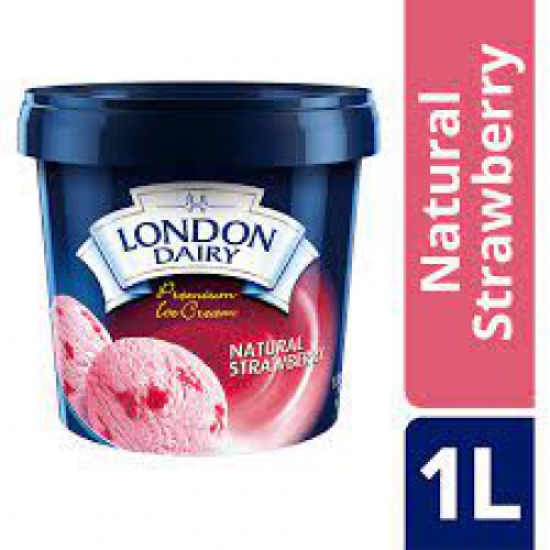 London Dairy Ice Cream - Natural Strawberry, Family Pack, 1 L Tub