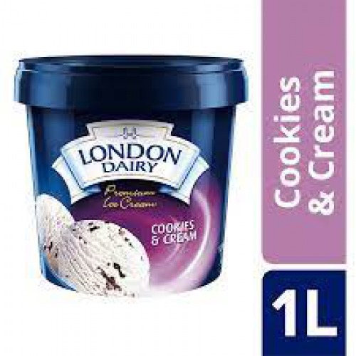 London Dairy Ice Cream - Cookies & Cream, Family Pack, 1 L Tub