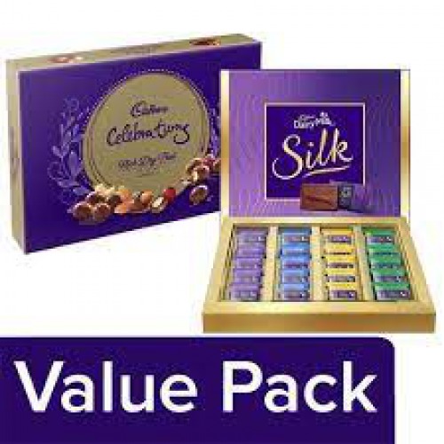 Cadbury Celebrations Silk Dairy Milk - 4 Flavours, Miniatures 200G + Chocolate Rich Dry Fruit 264G