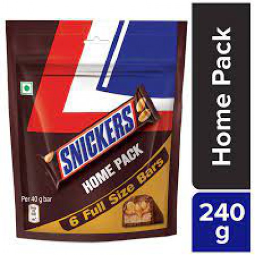 Snickers Peanut Filled Chocolate Bar - Home Pack, 6 Full Size Bars, 240 g Home Pack