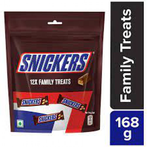 Snickers Peanut Filled Chocolate Bar - Family Treats, 168 g Pouch