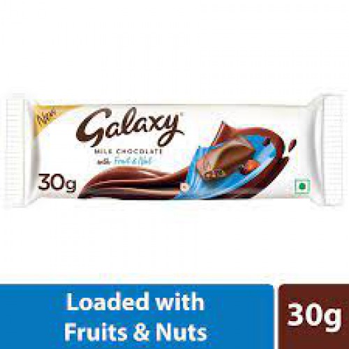 Galaxy Milk Chocolate Bar - With Fruit & Nut, Rich Flavour & Creamy Texture, 30 g