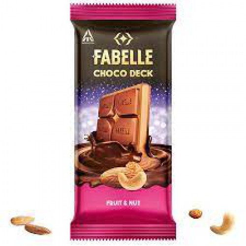Fabelle Choco Deck - Fruit & Nut, 3 Layered, Premium Milk Chocolate Bar, 126 g