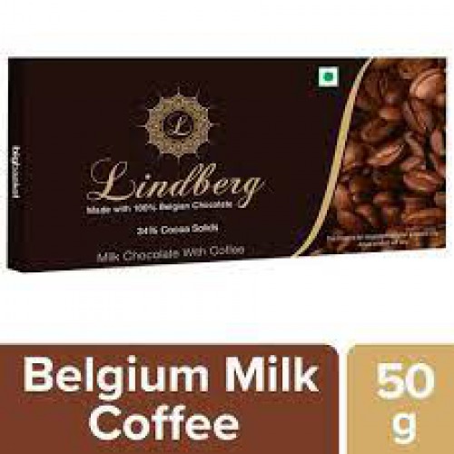 Lindberg 100% Belgian Milk Chocolate - Coffee, 34% Cocoa Solids, 50 g