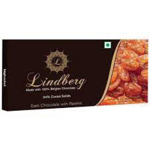 Lindberg 100% Belgian Dark Chocolate - Raisins, 54% Cocoa Solids, 50 g