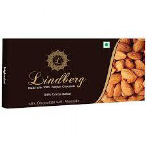 Lindberg 100% Belgian Milk Chocolate - with Almonds, 34% Cocoa Solids, 50 g