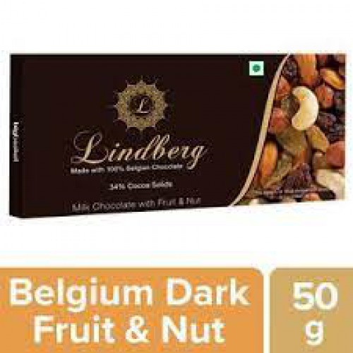 Lindberg 100% Belgian Milk Chocolate - Fruit & Nut, 34% Cocoa Solids, 50 g
