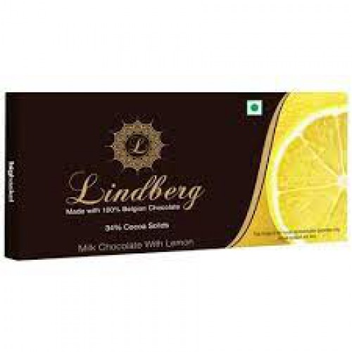 Lindberg 100% Belgian Milk Chocolate - Lemon, 34% Cocoa Solids, 50 g