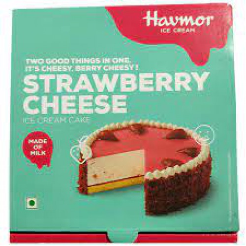 Havmor Strawberry Cheese Ice Cream Cake - Made of Milk, 500 ml