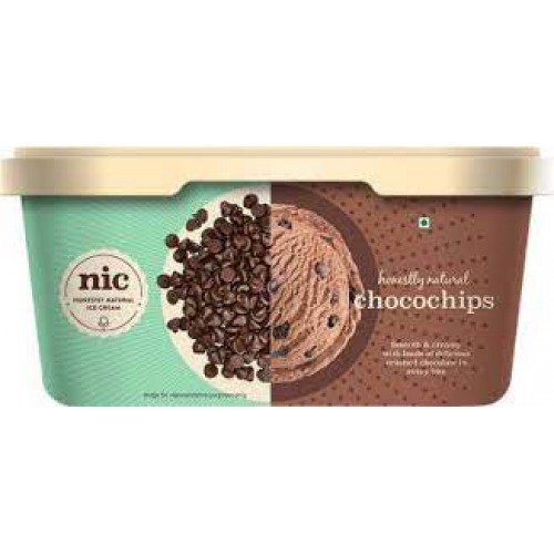NIC Honestly Natural Chocochips Ice Cream, 750 ml