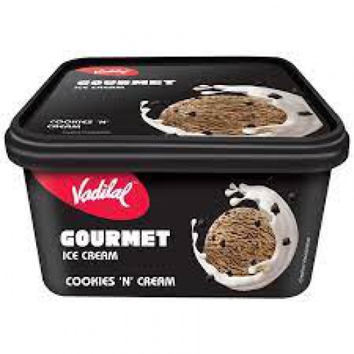 VADILAL Gourmet Ice Cream - Cookies N Cream, Crunchy & Chocolatey Dessert, 1 L Tub