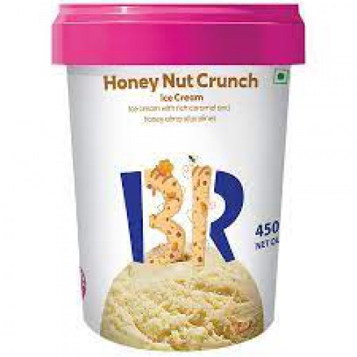 Baskin Robbins Ice Cream - Honey Nut Crunch, With Rich Caramel and Honey Almond Pralines, Made with Cow Milk, 450 ml