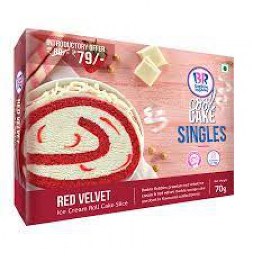 Baskin Robbins Ice Cream Roll Cake Slice - Red Velvet, 70 g