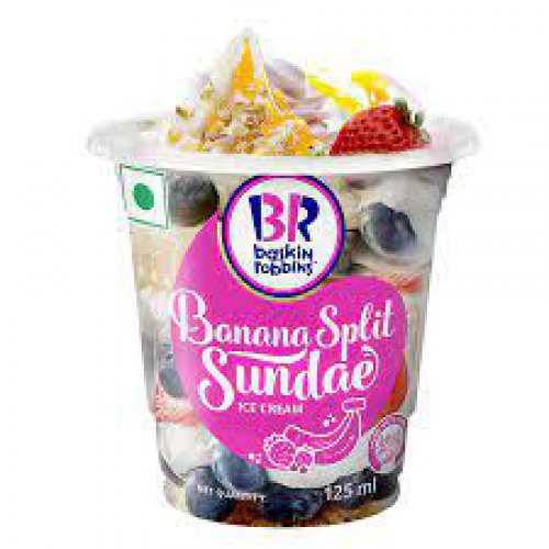 Baskin Robbins Sundae Ice Cream - Banana Split, Has Rich & Creamy Texture, 125 ml