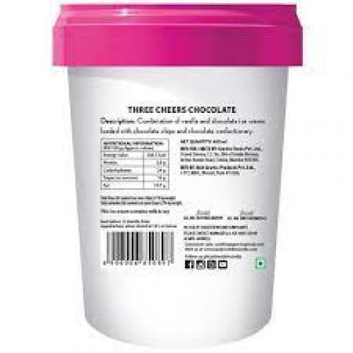Baskin Robbins Ice Cream - Three Cheers Chocolate, with Chocolate Chips & Chocolate Confectionery, Made with Cow Milk, 450 ml