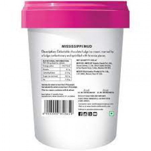 Baskin Robbins Ice Cream - Mississippi Mud, Sprinkled with Brownie Cake Pieces, Made with Cow Milk, 450 ml
