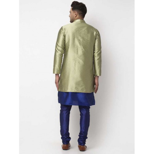 Men Ethnic Jacket and Pyjama Set Cotton Silk Blend